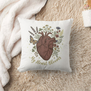 Anatomisches Herz Wildblumen Bouquet Ästhetik Kissen