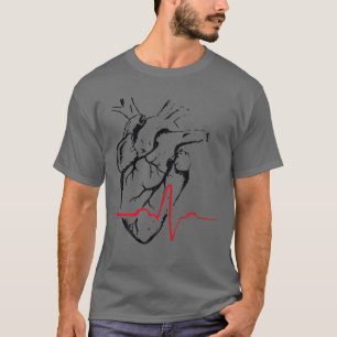 Anatomisches Herz Zeichnend EKG T-Shirt