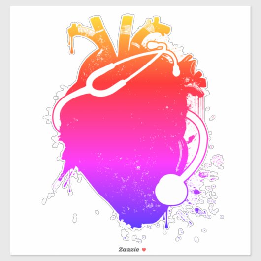 Anatomisches Herzstethoskop Aufkleber (Blatt)