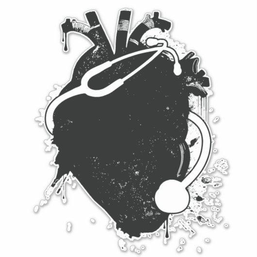 Anatomisches Herzstethoskop Aufkleber (Vorderseite)
