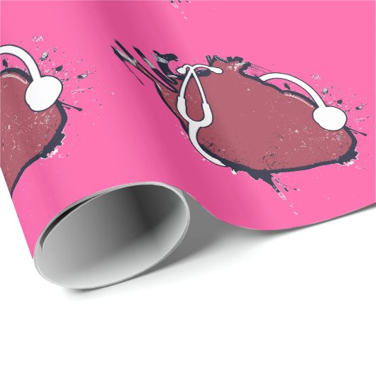 Anatomisches Herzstethoskop Geschenkpapier (Rolleneckpunkt)