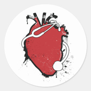 Anatomisches Herzstethoskop Runder Aufkleber