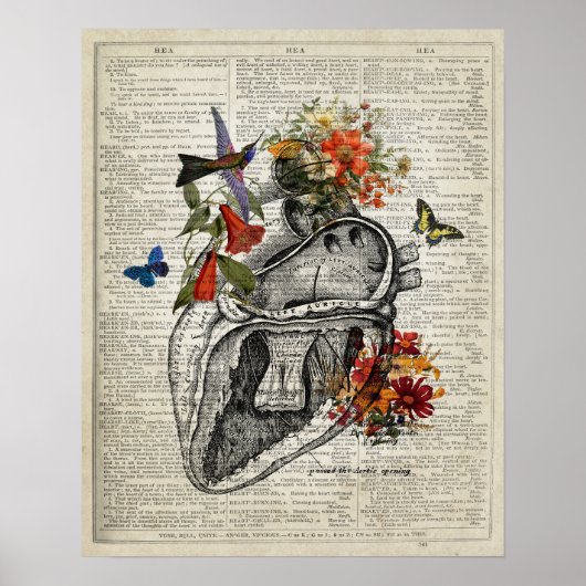 Anatomisches Wörterbuch Kunst Herz und Blume Poster (Vorne)