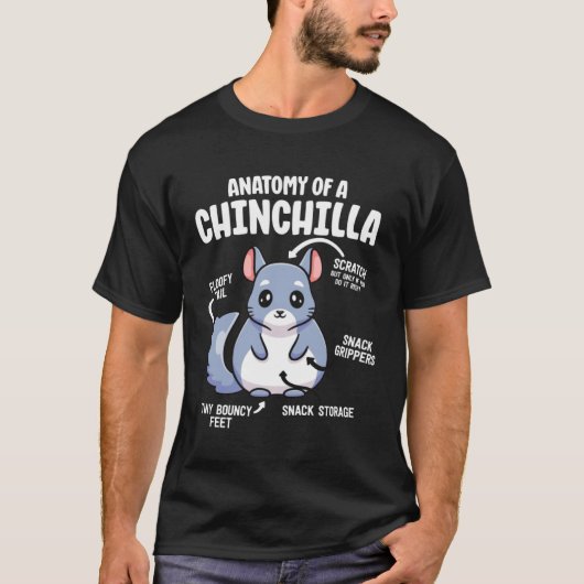 Anatomy Of A Chinchilla Animals Educational Men W T-Shirt (Vorderseite)