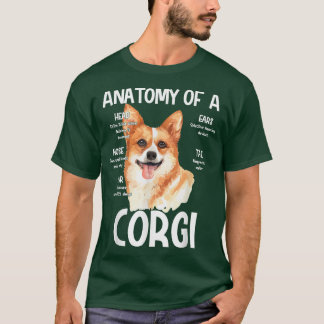 Anatomy Of A Corgi For Dog Lovers Head Noise Ear F T-Shirt