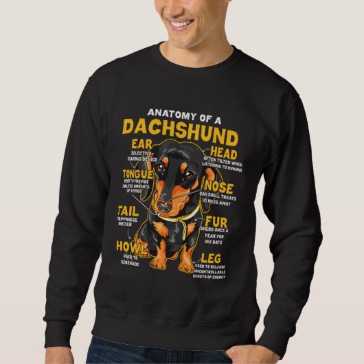 Anatomy Of A Dachshund For Wiener Dog Sweatshirt (Vorderseite)
