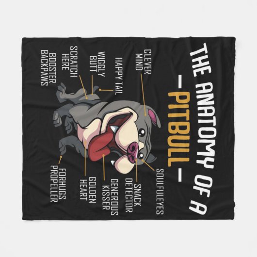 Anatomy Of A Pitbull Cute Fleecedecke (Vorderseite (Horizontal))