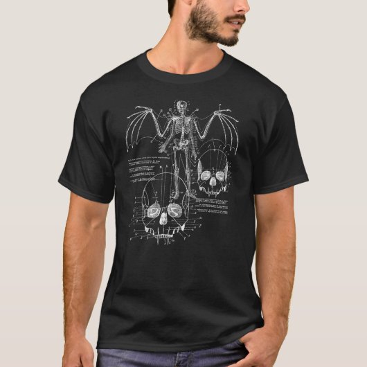 Anatomy Of A Vampire Skull w Fangs, Bat Wings & Sk T-Shirt (Vorderseite)