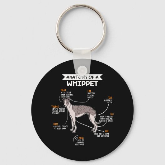 anatomy of a whippet dog funny dog lover gift schlüsselanhänger (Vorderseite)