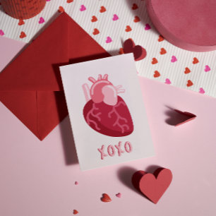 Anatonisches Herz XOXO Rosa Valentinstag Feiertagskarte