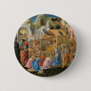 Anbetung der Heiligen Drei Könige von Fra Angelico Button