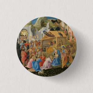 Anbetung der Heiligen Drei Könige von Fra Angelico Button