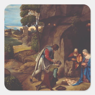 Anbetung der Hirten von Giorgione Quadratischer Aufkleber