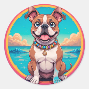 Anbetungswürdige Cartoon-Hund-Illustration Runder Aufkleber