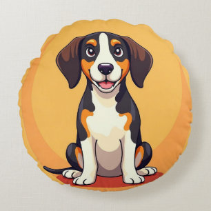 Anbetungswürdige Cartoon-Hund-Illustration Rundes Kissen