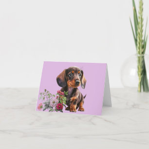 Anbetungswürdige Dachshund-Welpen-Grußkarte leer Karte