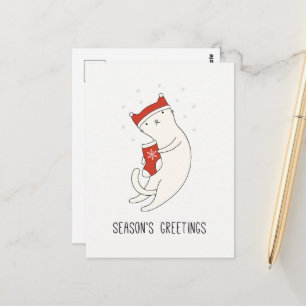 Anbetungswürdige Grüße der Jahreszeit Katze Postkarte