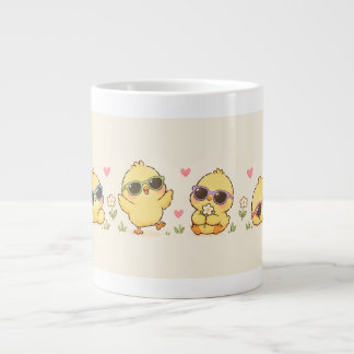 Anbetungswürdige Kawaii-Baby-Kükenfreunde, süße Pa Jumbo-Tasse