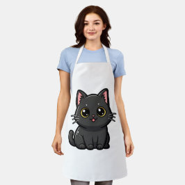 Anbetungswürdige Kawaii schwarze Katze Schürze