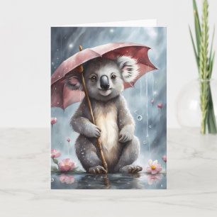 Anbetungswürdige Koala-Schirm-Blumen-Illustration  Karte