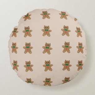 Anbetungswürdige Lebkuchen-Katzen-Kekse Rundes Kissen