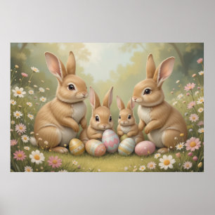 Anbetungswürdige Osterhasen auf Wiesen-Frühlings-T Poster