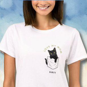 Anbetungswürdige schwarze Katze in der Tasche pers T-Shirt