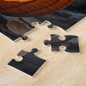Anbetungswürdige schwarze Katze mit Hexenhut Puzzle (Seite)