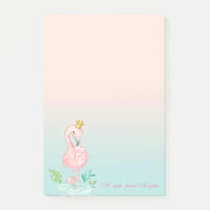 Anbetungswürdige süße rosa Flamingo-Krone Post-it Klebezettel