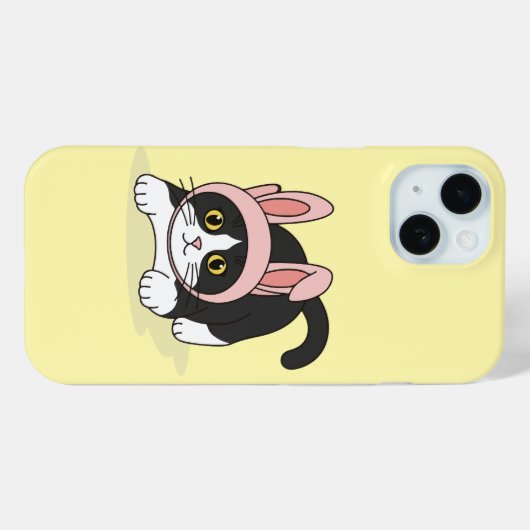 Anbetungswürdige Tuxedo-Katze in rosa Hasenmütze Ä Case-Mate iPhone Hülle (Rückseite (Horizontal))