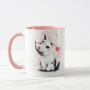 Anbetungswürdige Wasserfarbe-Kätzchen-Tasse – Gesc Tasse
