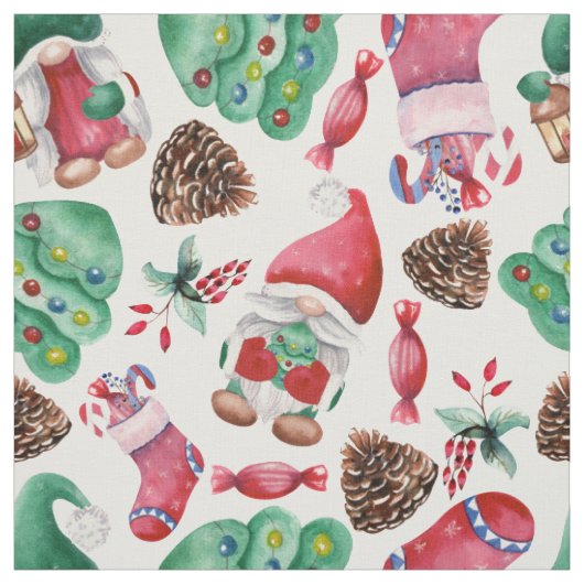 Anbetungswürdige Weihnachts-Gnome Stoff (Muster)