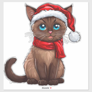 Anbetungswürdige Weihnachtskatze mit einem Weihnac Aufkleber