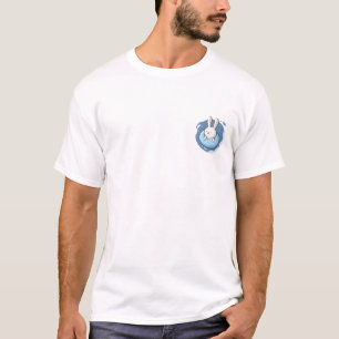 Anbetungswürdige weiße Hasen-Illustration in blaue T-Shirt