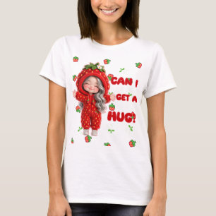 Anbetungswürdiger Erdbeeren-Hoodie-Charakter T-Shirt