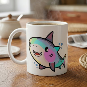 Anbetungswürdiger Kawaii-Babyhai mit Regenbogen-Pa Kaffeetasse