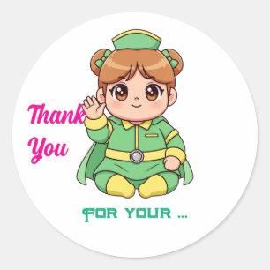 Anbetungswürdiger Kawaii Chibi-Charakter Runder Aufkleber