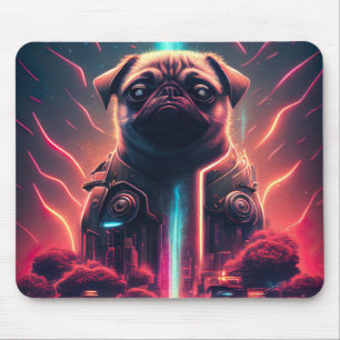 Anbetungswürdiger Mops in futuristischem Roboterko Mousepad