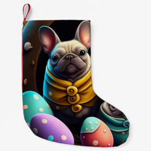 Anbetungswürdiger Mops mit Ostereiern Ein Festlich Kleiner Weihnachtsstrumpf