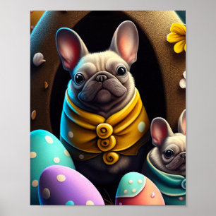 Anbetungswürdiger Mops mit Ostereiern Ein Festlich Poster