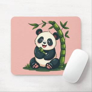 Anbetungswürdiger Panda umarmt Bambus süße Cartoon Mousepad