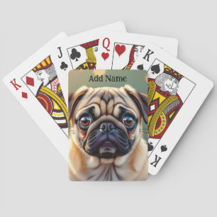 Anbetungswürdiger Pug Nahaufnahme Süßer Hund Per Spielkarten