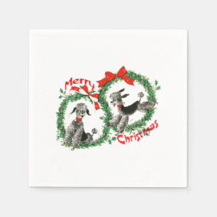 Anbetungswürdiger Retro-Weihnachts-Pudel-Kranz ind Serviette