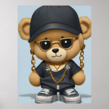 Anbetungswürdiger Teddybär im Hip-Hop-Stil AI-Kuns