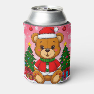 Anbetungswürdiger Teddybär im Weihnachtsmannanzug Dosenkühler