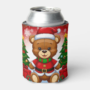 Anbetungswürdiger Teddybär im Weihnachtsmannanzug Dosenkühler