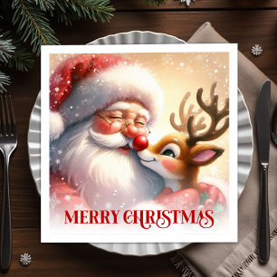 Anbetungswürdiger Weihnachtsmann Rudolph Festliche Serviette
