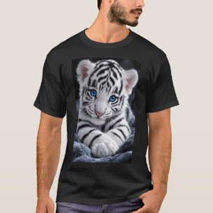 Anbetungswürdiger Weißer Tigerbaby mit Schlagenden T-Shirt