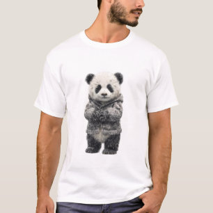 Anbetungswürdiges Baby-Panda in einem gemütlichen  T-Shirt