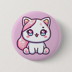 Anbetungswürdiges Kawaii Kätzchen Button